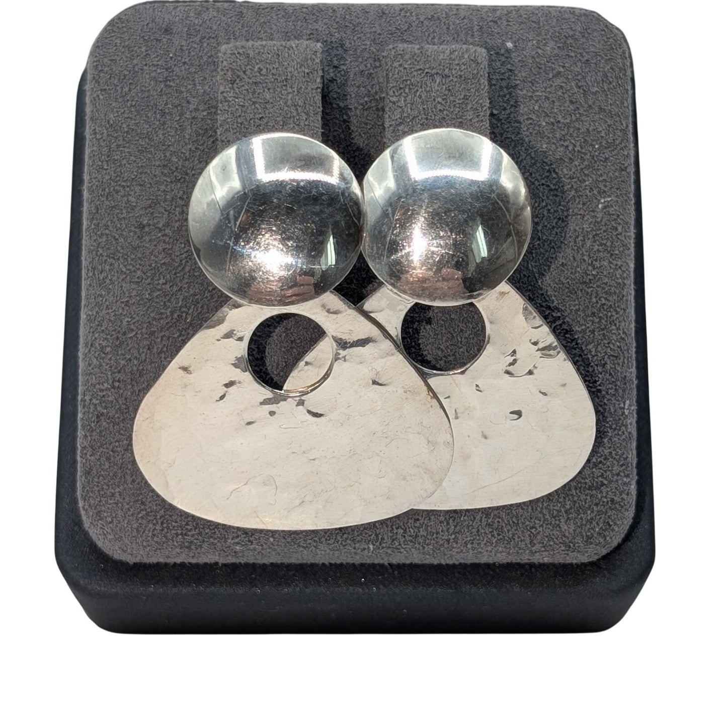 925 Sterling Silver Hammered Guitar Pick Doorknocker Earrings