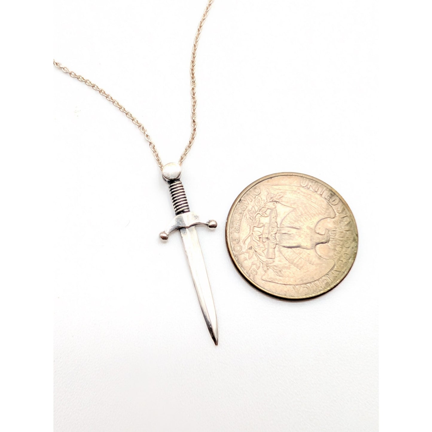 Vtg 925 Sterling Silver Stiletto Pendant Chain 16.5" Necklace