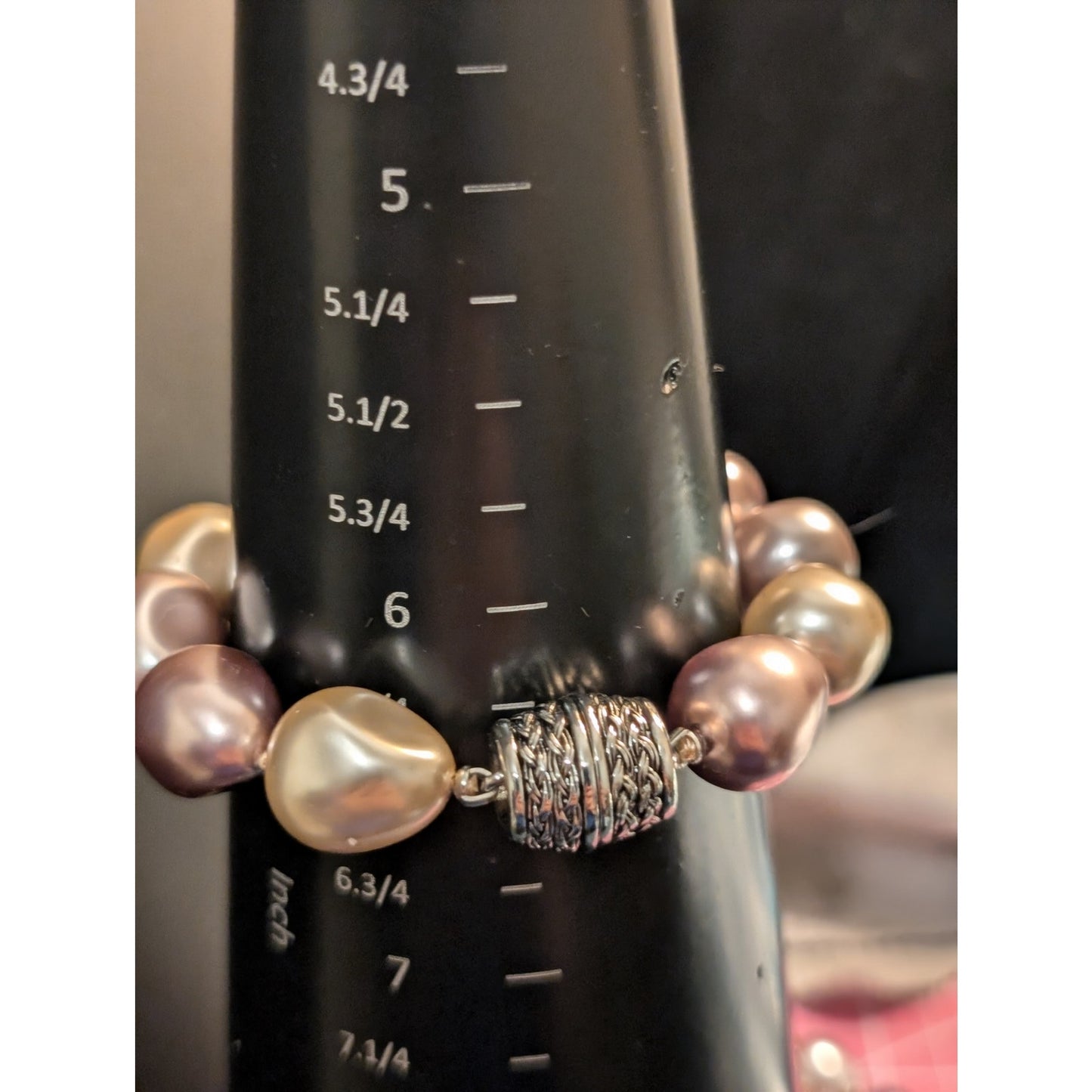 Lavender Cream Large Chunky Faux Pearl Magnetic Clasp Necklace & Bracelet Set