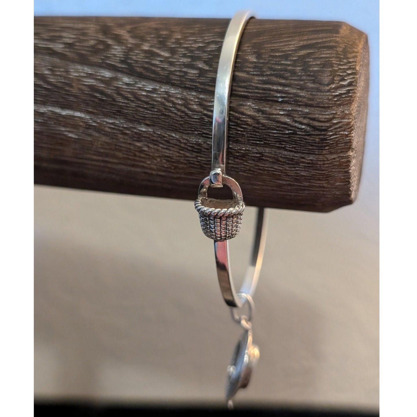 Vintage Brown County Baskets 925 Sterling Basket Clasp Bonnet Charm Bracelet