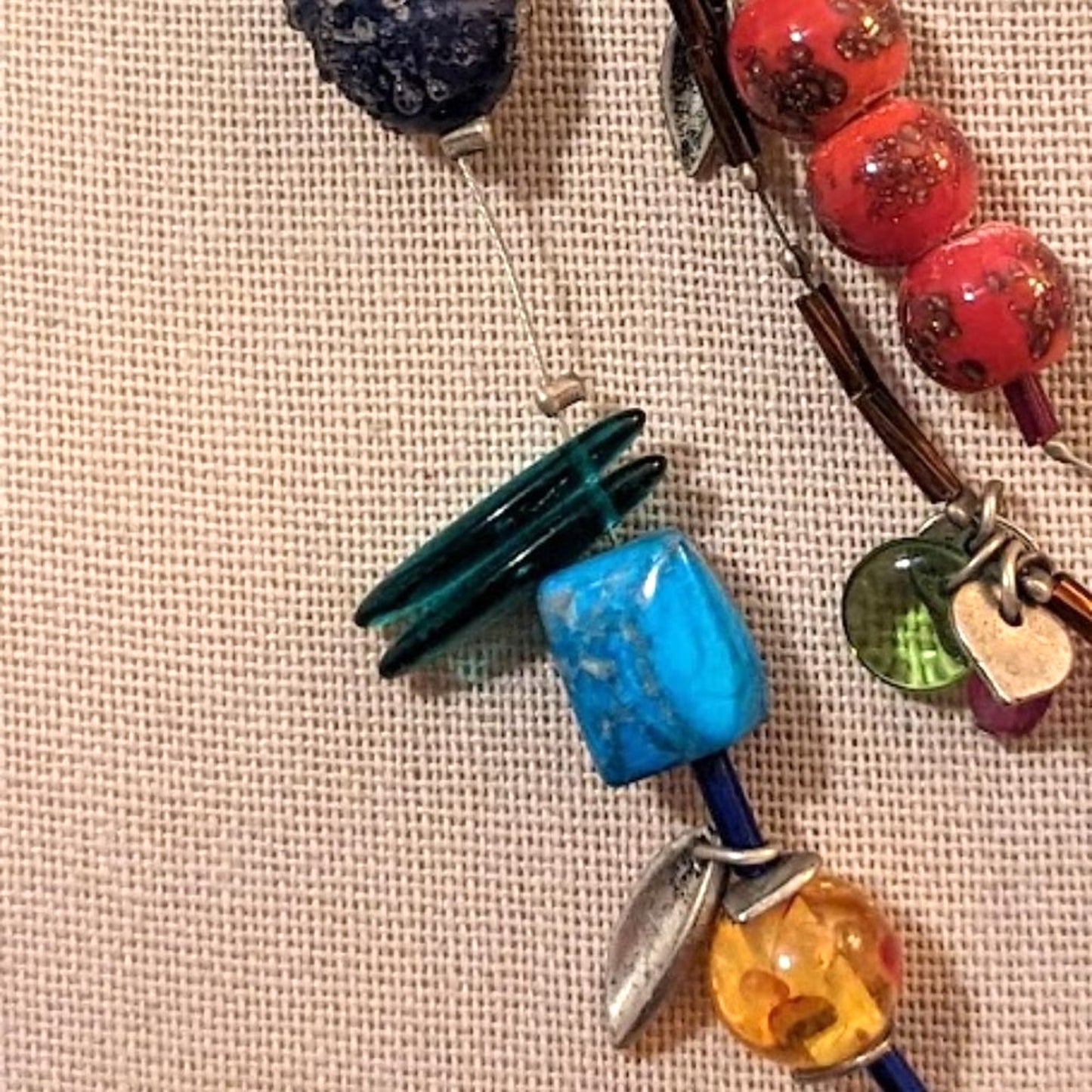 Chico's Three Strand Colorful Glass Bead Necklace
