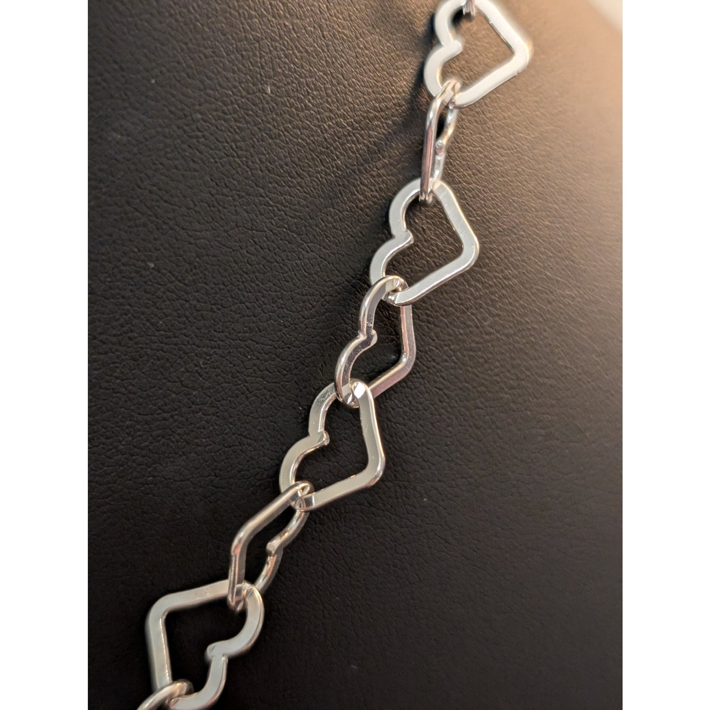 Milor 925 Sterling Silver Italy 10mm Heart Link 18" Necklace & 8" Bracelet Set