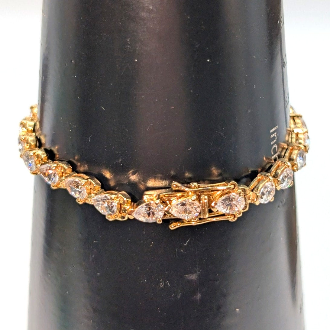 925 Sterling Vermeil Teardrop CZ Tennis Bracelet