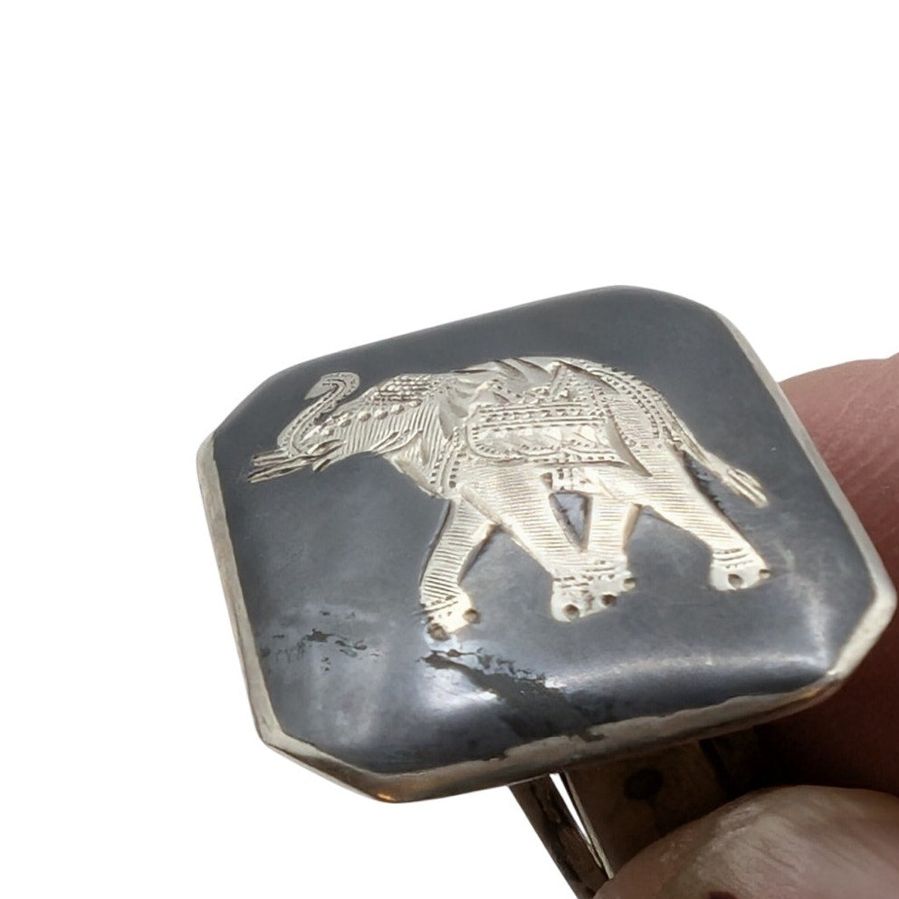Vintage Sterling Silver Siam Elephant Cuff Links
