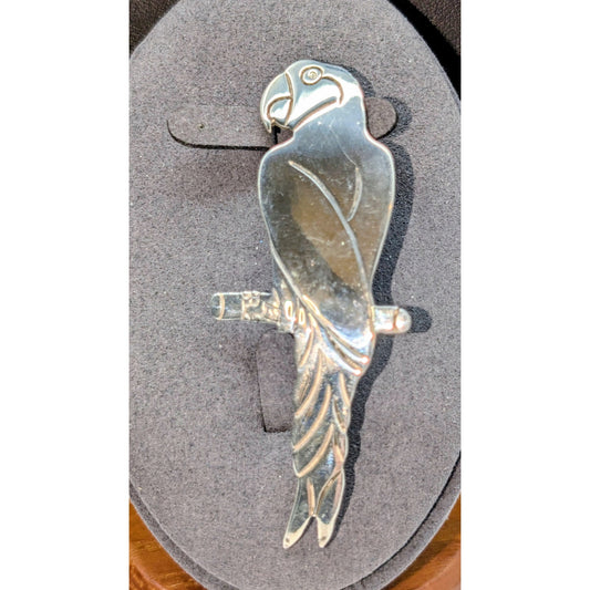 Vintage Taxco TS-79 Mexico 925 Sterling Silver Large Parrot Brooch