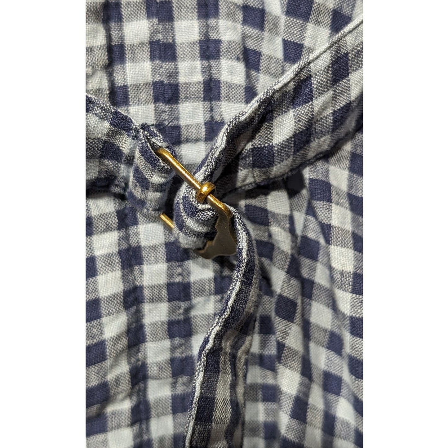 Sundance Ziri 100% Linen Blue Gingham Cinch Back Jacket Womens Sz S (4-6)