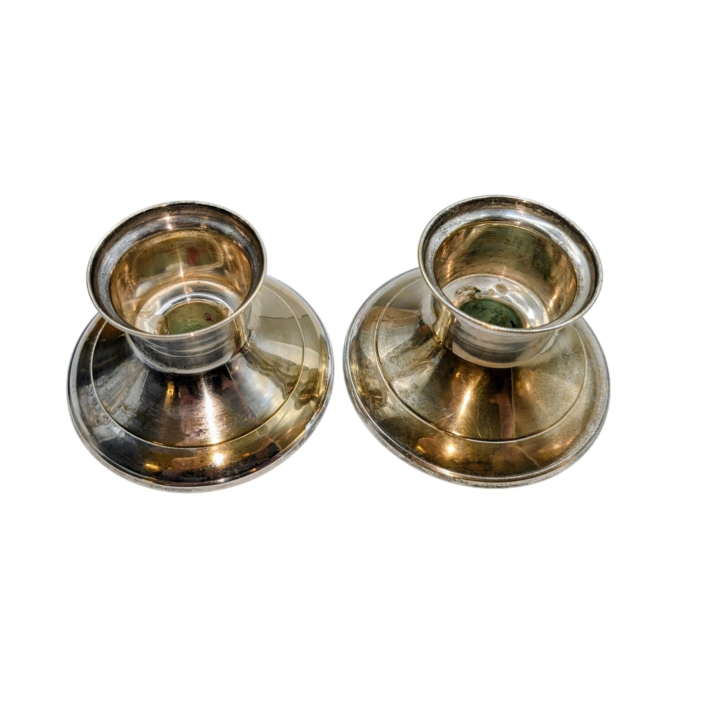 VTG Leonard Set of Two Silver Plate Votive/Taper Made in India Candle Holders