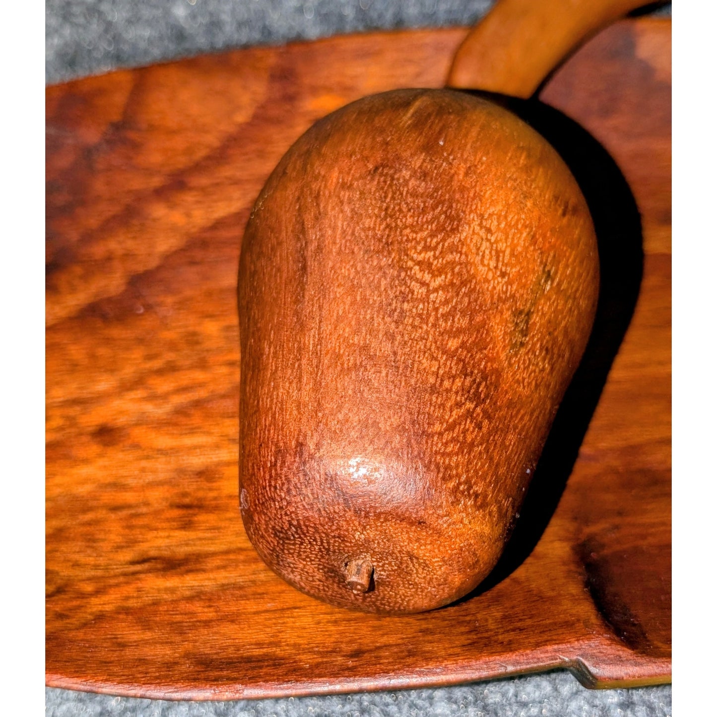 Vintage 1960s MCM 14-Piece Hand-Carved Monkey Pod Wooden Fruit Leaf Bowl Plate