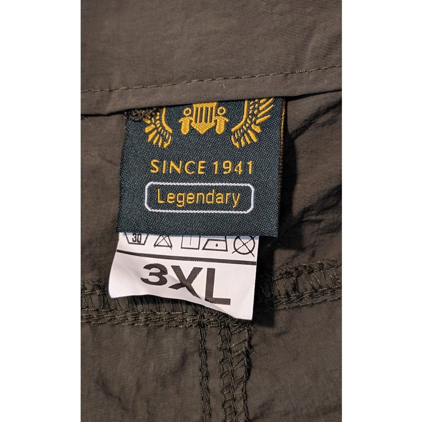 Womens Legendary Since 1941 Olive Nylon Cargo Pants Sz 3XL (More like L-XL)