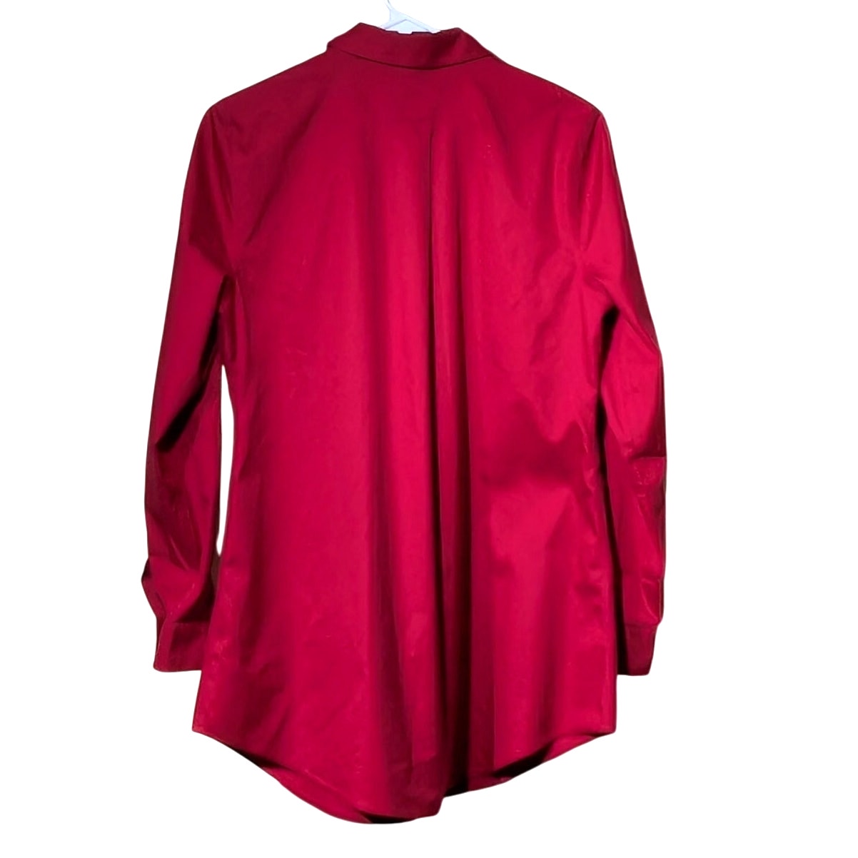 Chico's No-Iron Deep Pink Button Front Curved Hem 100% Cotton Shirt Size S/4