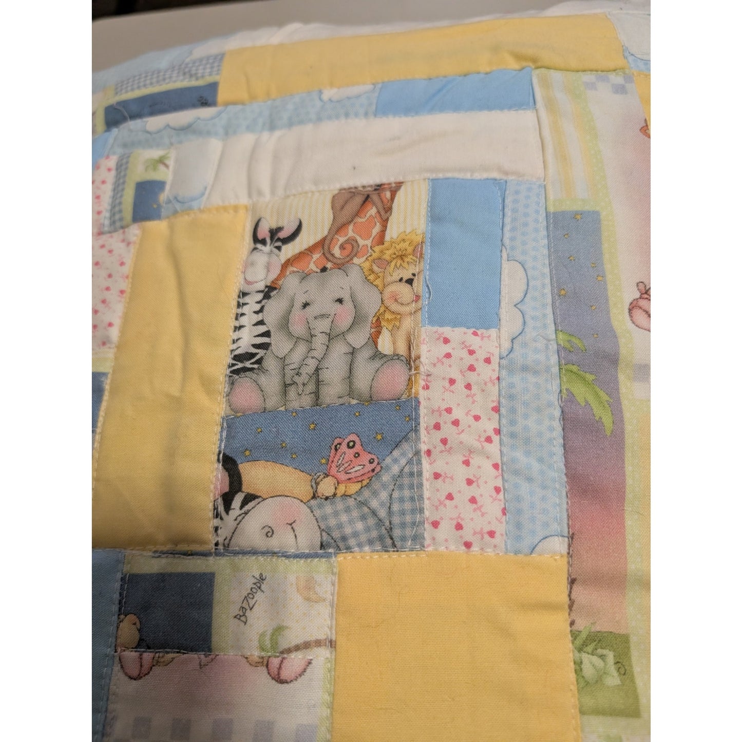 Multi-Color Pastel Patchwork Quilted Baby 20" Square Feather Fill Insert Pillow
