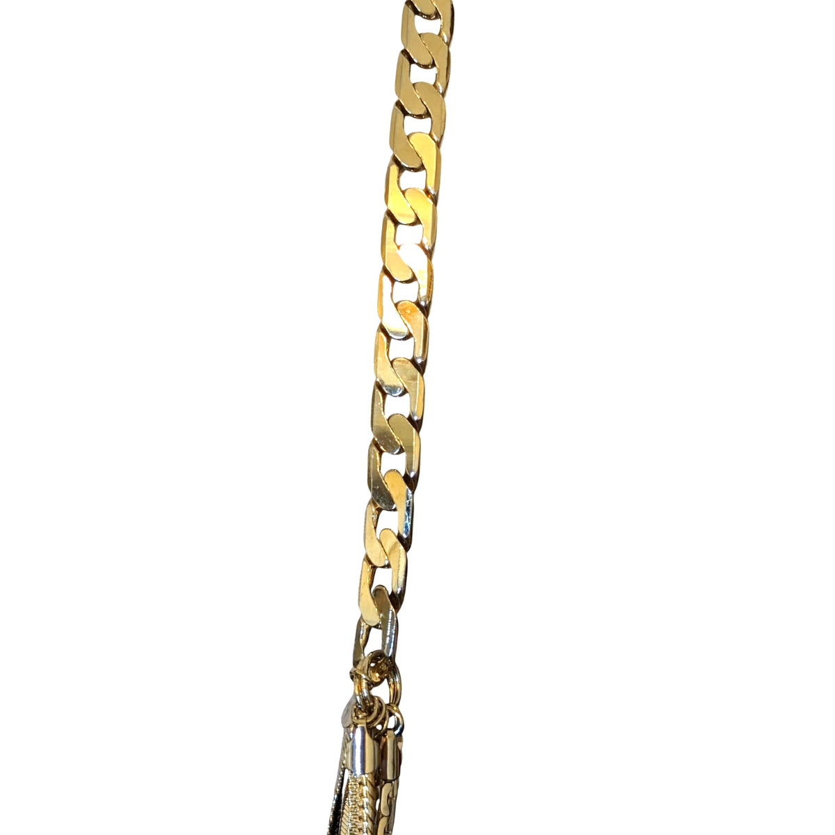 Chunky Long One Strand Into Seven Strands High Shine Gold Tone Chain Necklace
