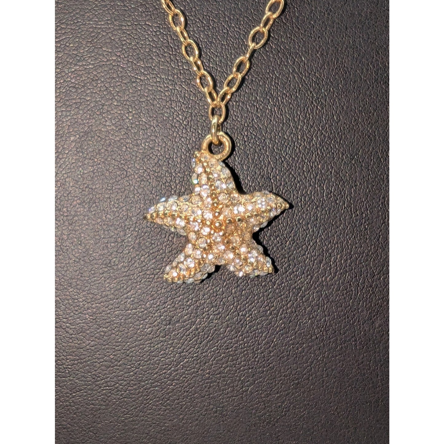J. Crew Gold Tone CZ Starfish Pendant 24" Necklace