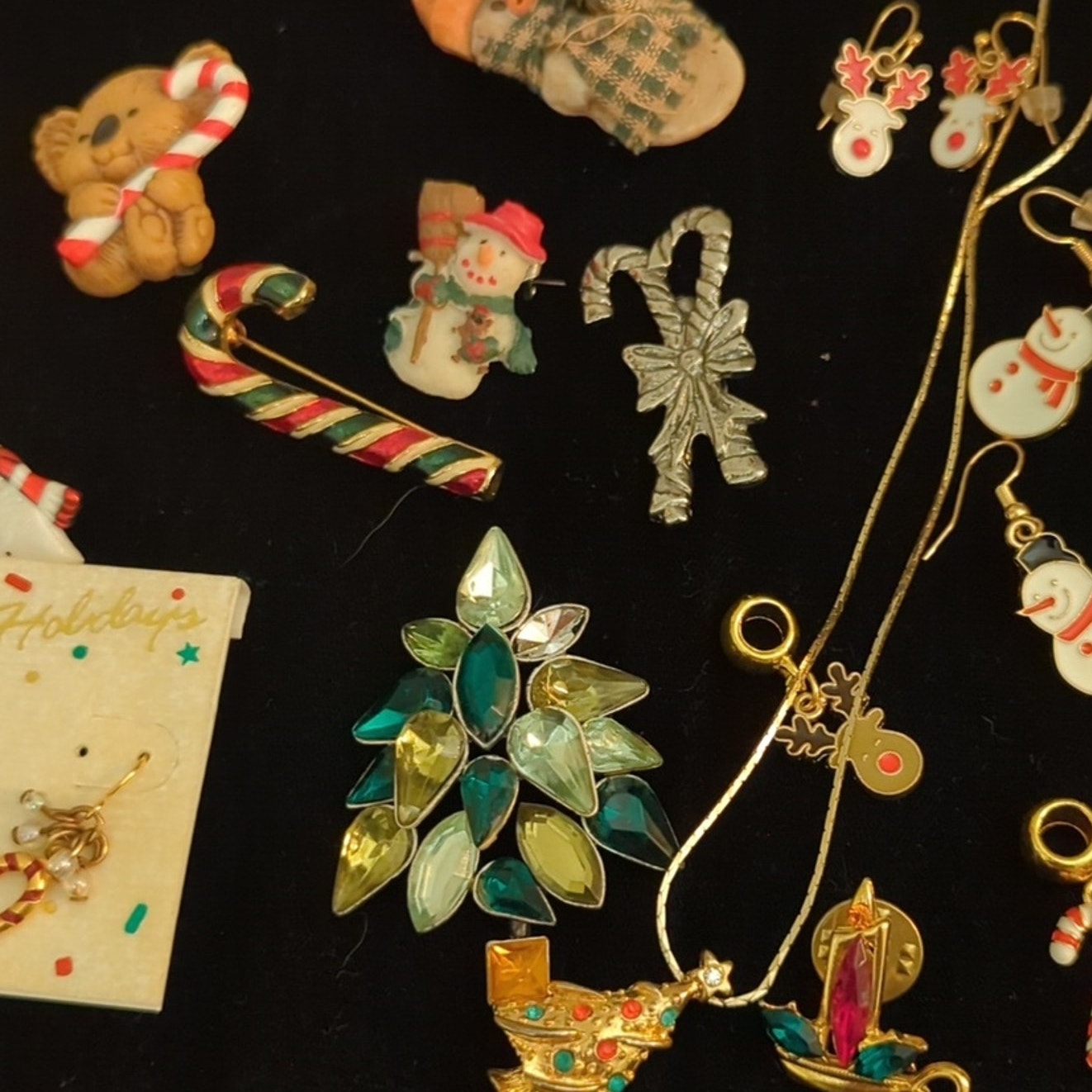 Lot of Christmas Costume Jewelry Sold As Is