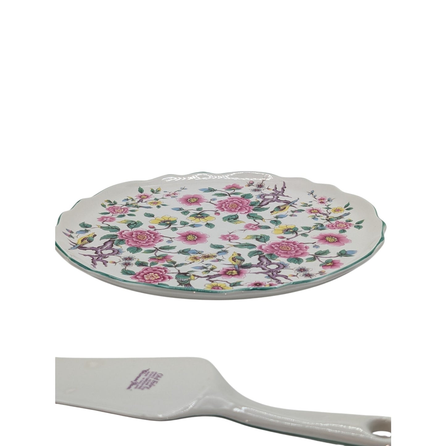 VTG Old Foley Staffordshire James Kent Ltd., England Chinese Rose Cake Plate Set