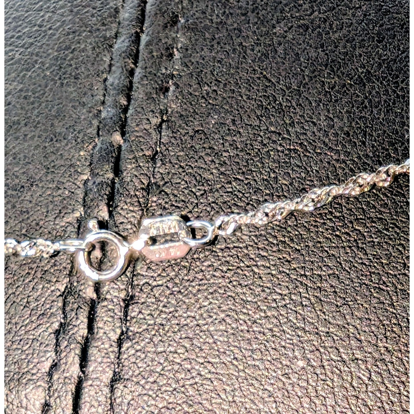 Tested 14K White Gold Italian Twisted Delicate 18" Chain Necklace