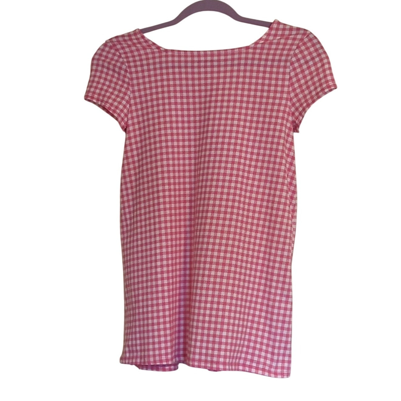Lands' End Pink Gingham Checked Girls' Size Large (14) Smock Tunic 100% Cotton