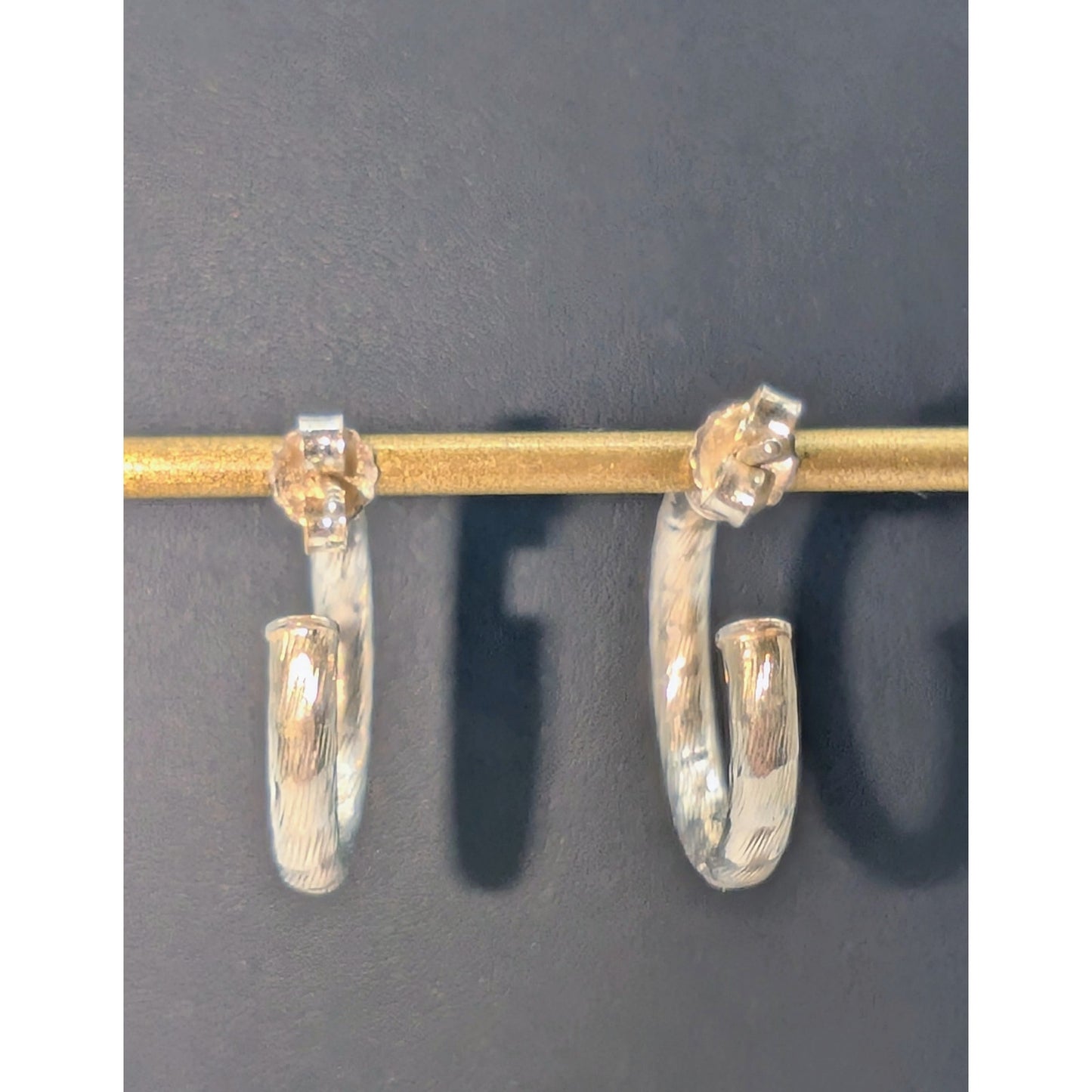 925 Sterling Silver Textured Hoop Earrings