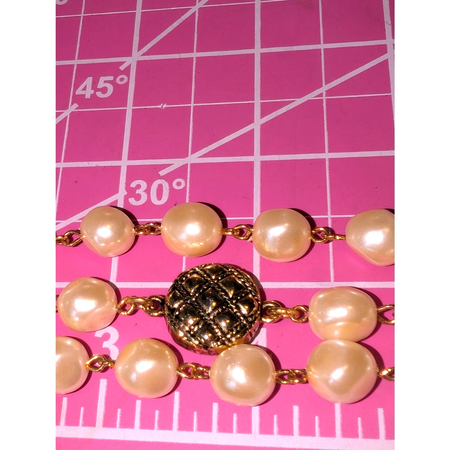 VTG Joan Rivers Gold Tone Faux Baroque Pearl Triple Strand Hook Clasp Bracelet