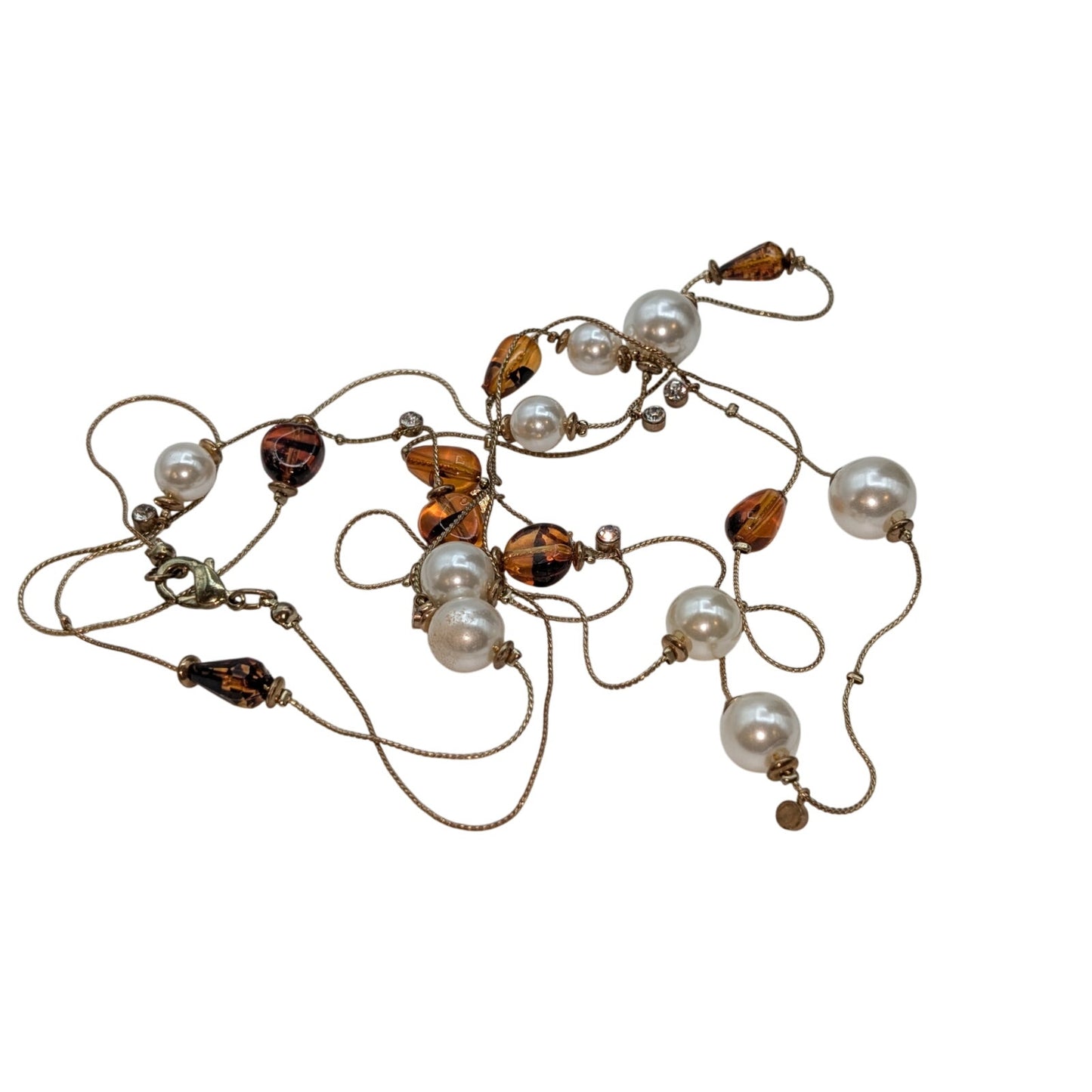 Lot of Three Vintage Gold Tone Beaded Locket Chain Layered Necklaces