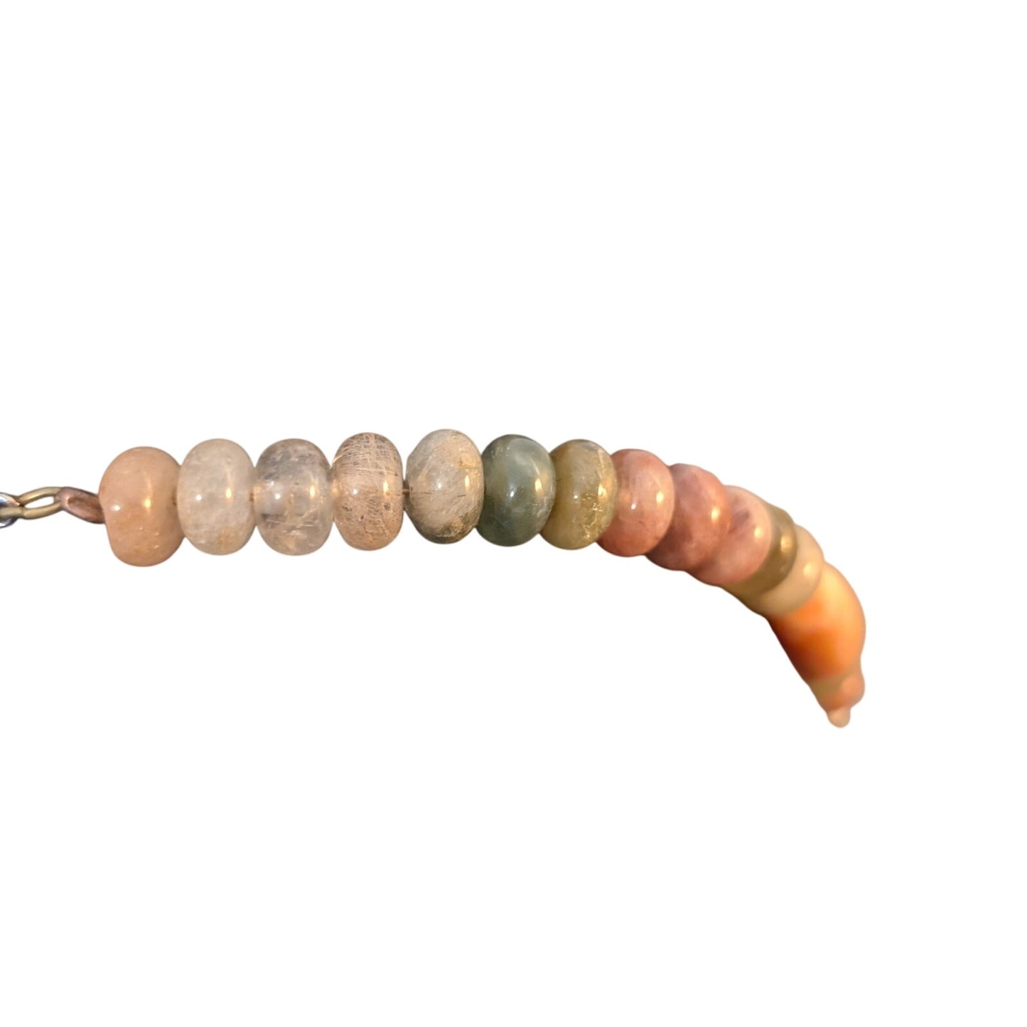 Earth Tones Agate Stone Bead Boho Tribal Bronze Charm Dangles Necklace