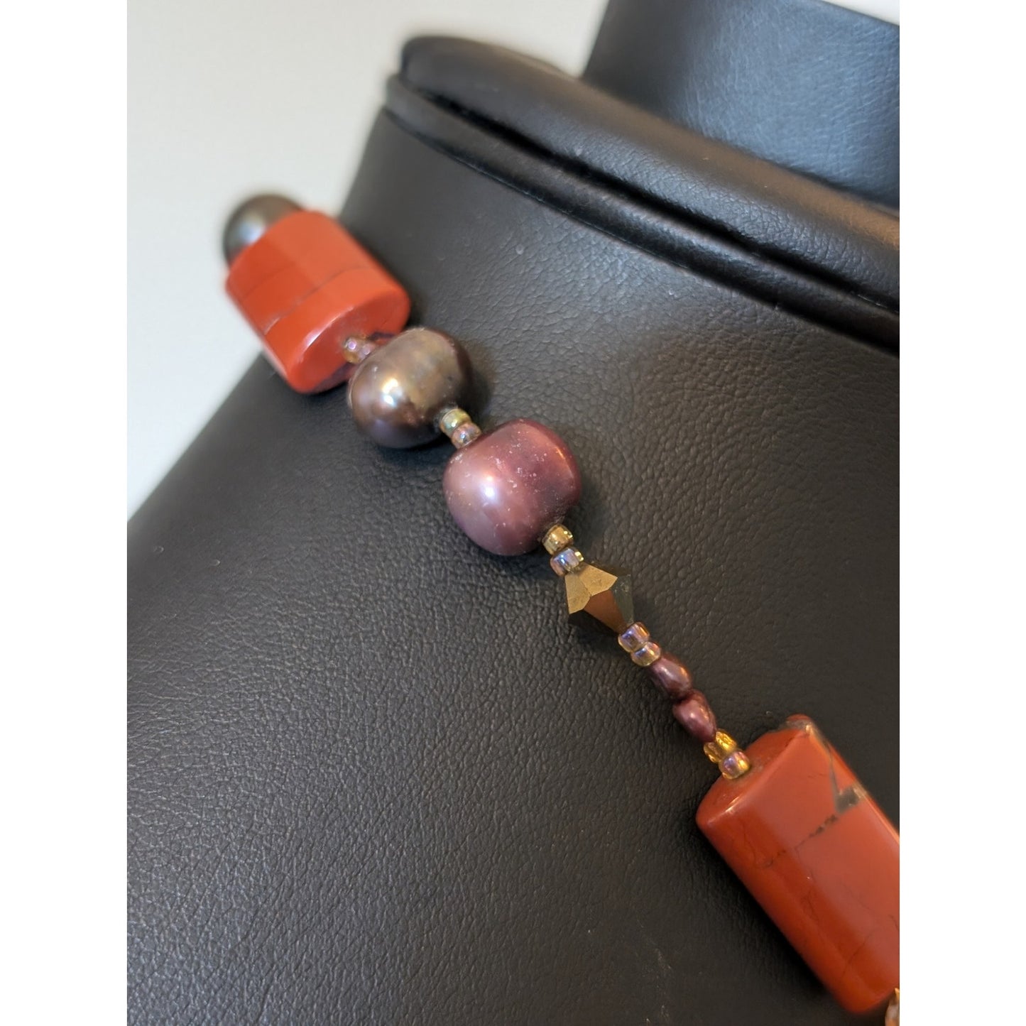 Chinese Carved Stone Pendant Stone Crystal Multi-Colored Pearl Bead Necklace