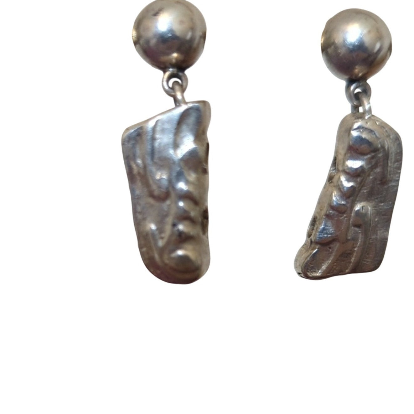 Silver Tone Tennis Shoe Post Dangle Earrings