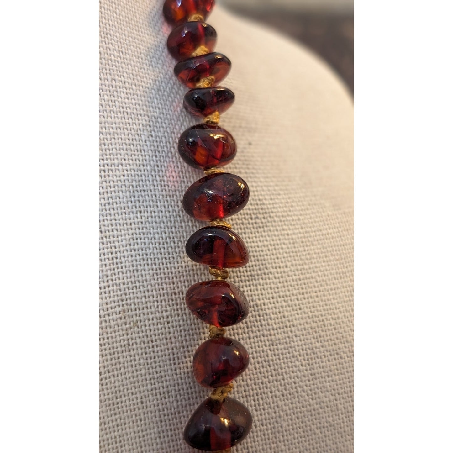 Natural Polished Graduated Amber Chip Hand Knotted Baltic Amber 22" Necklace