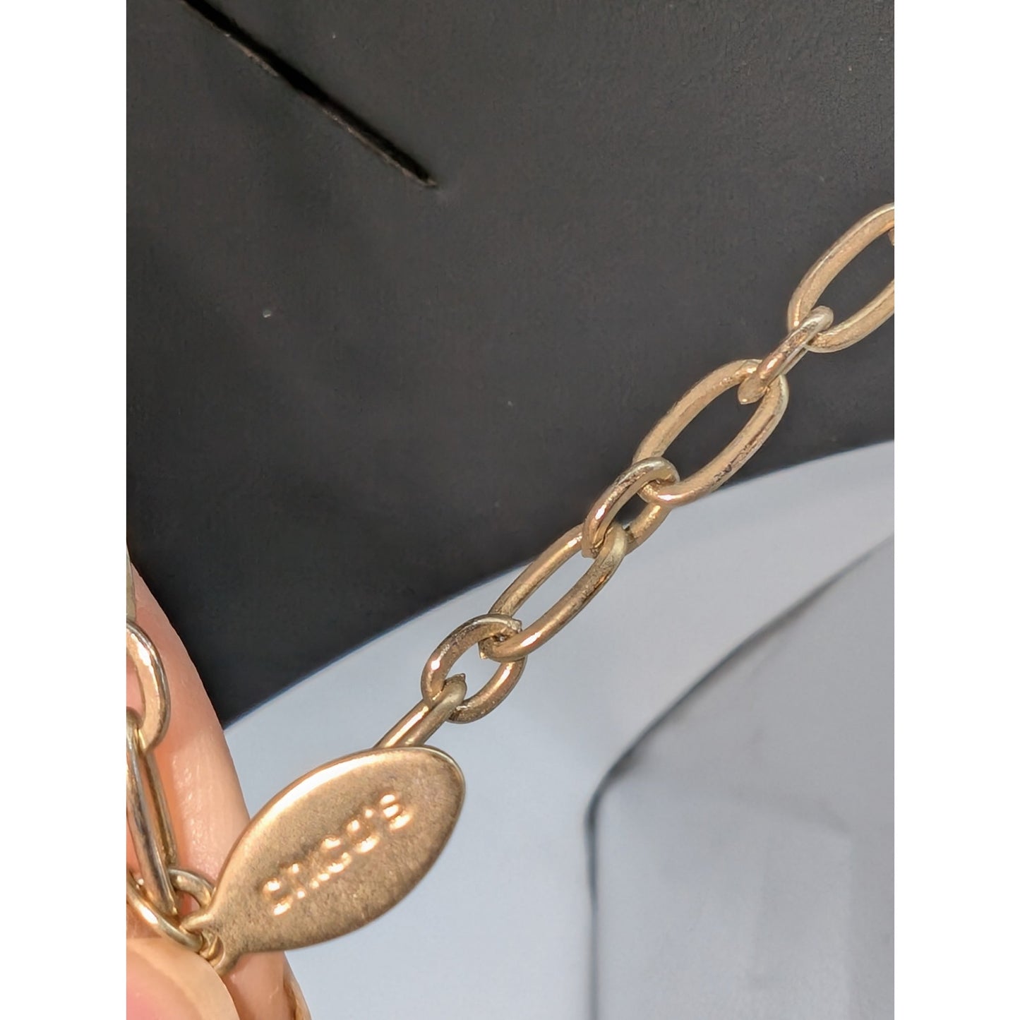 Chico's Light Gold Tone Rhinestone Tassel Chain Necklace