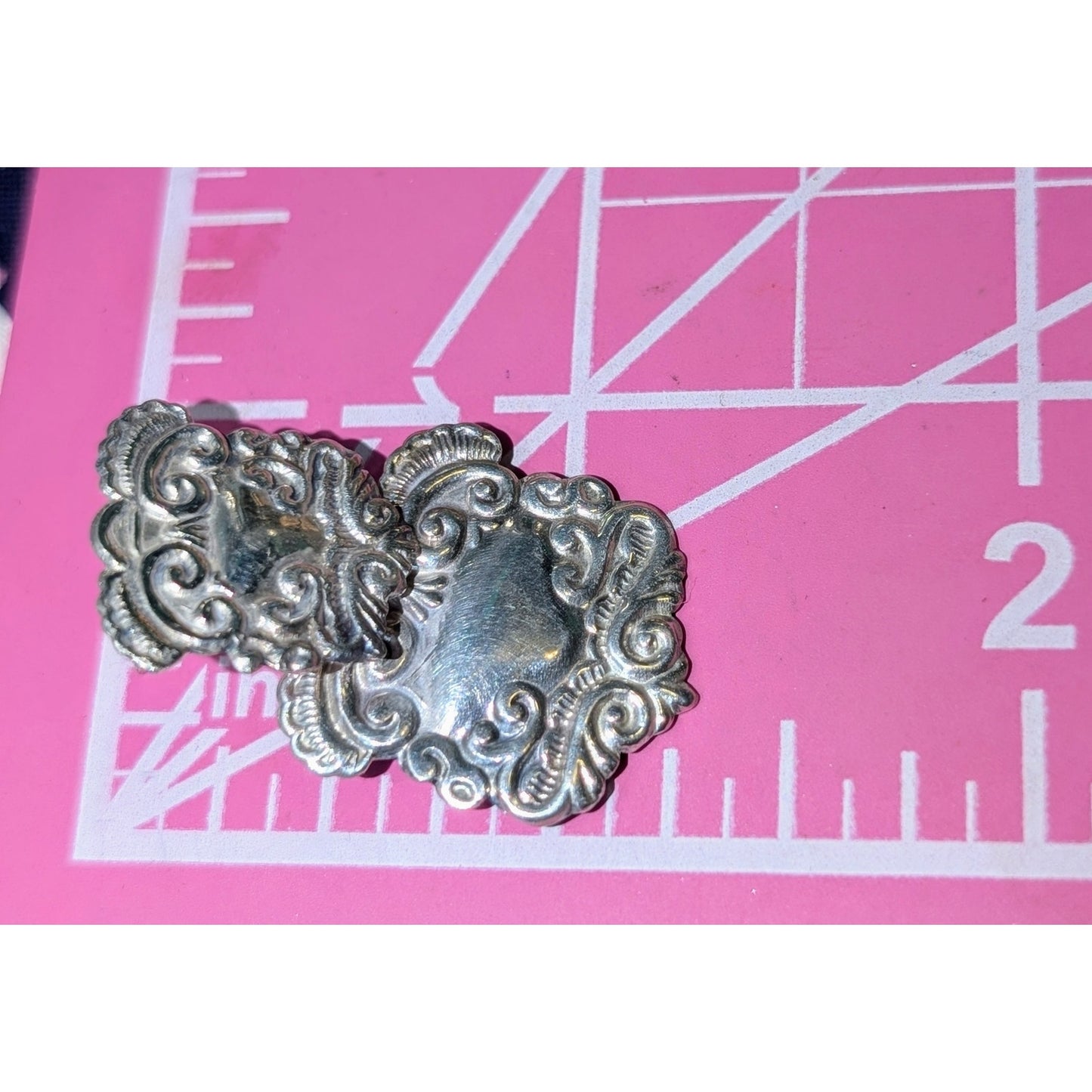 VTG Art Nouveau 925 Sterling Silver Doorknocker Embossed Ornate Drop Earrings