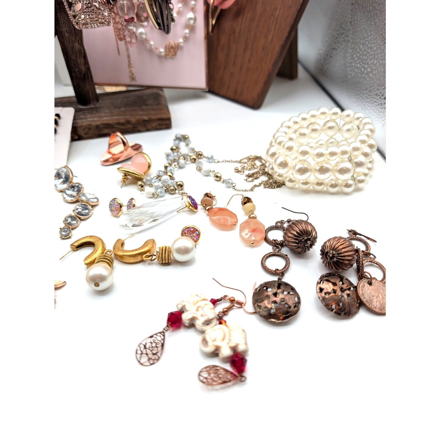 Reseller's Delight Curated Lot of 48 Pink Rose Theme Jewelry Pieces