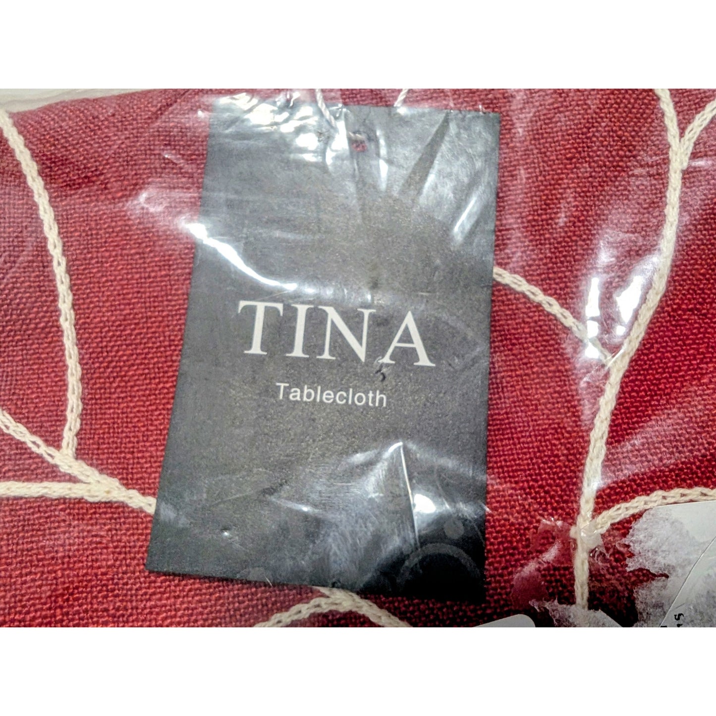 Tina Cotton Linen Dinner Kitchen Red 52" X 70" Rectangle Tablecloth NWT