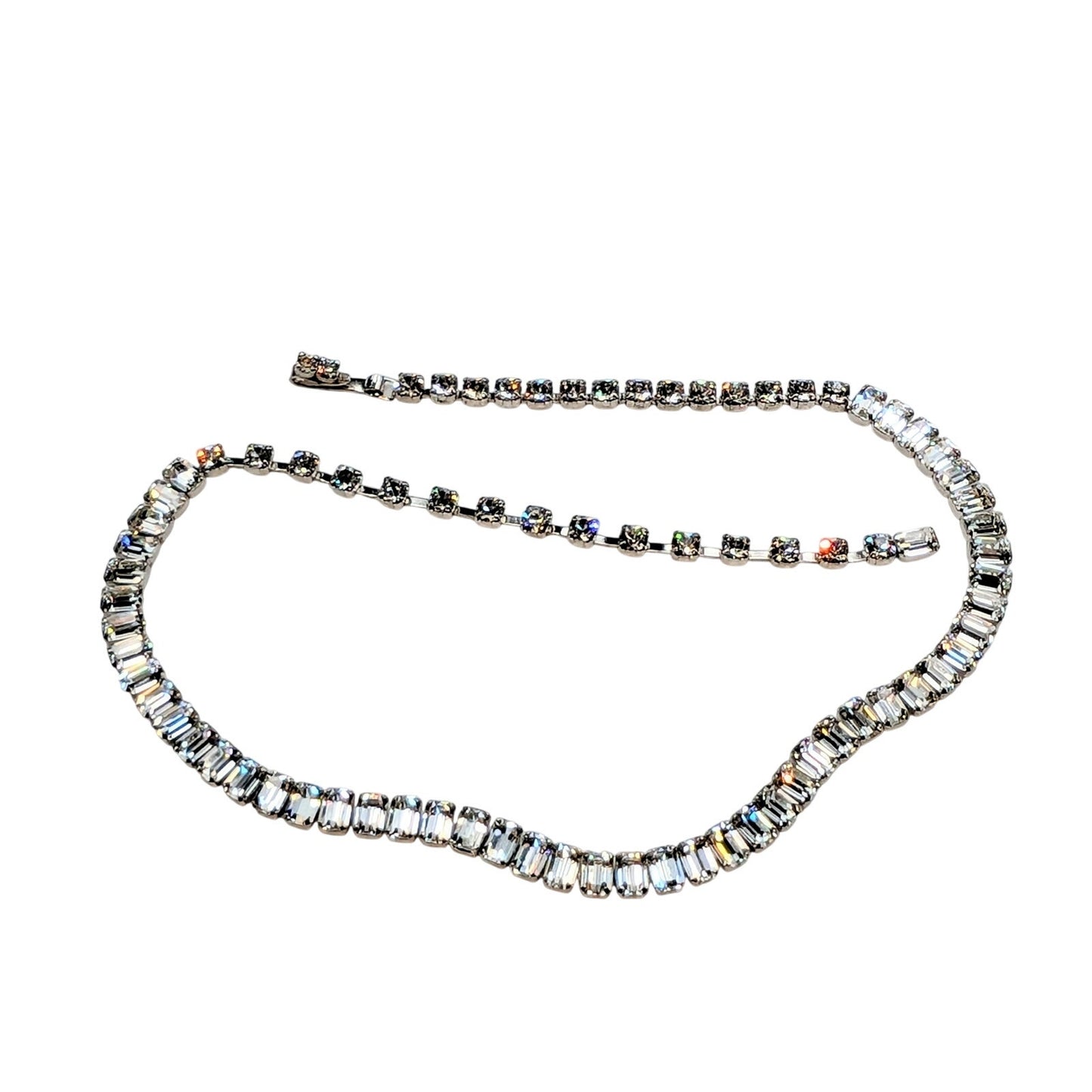 Vintage Weiss Signed Brilliant Cut Clear Baguette Rhinestone 16.5" Necklace