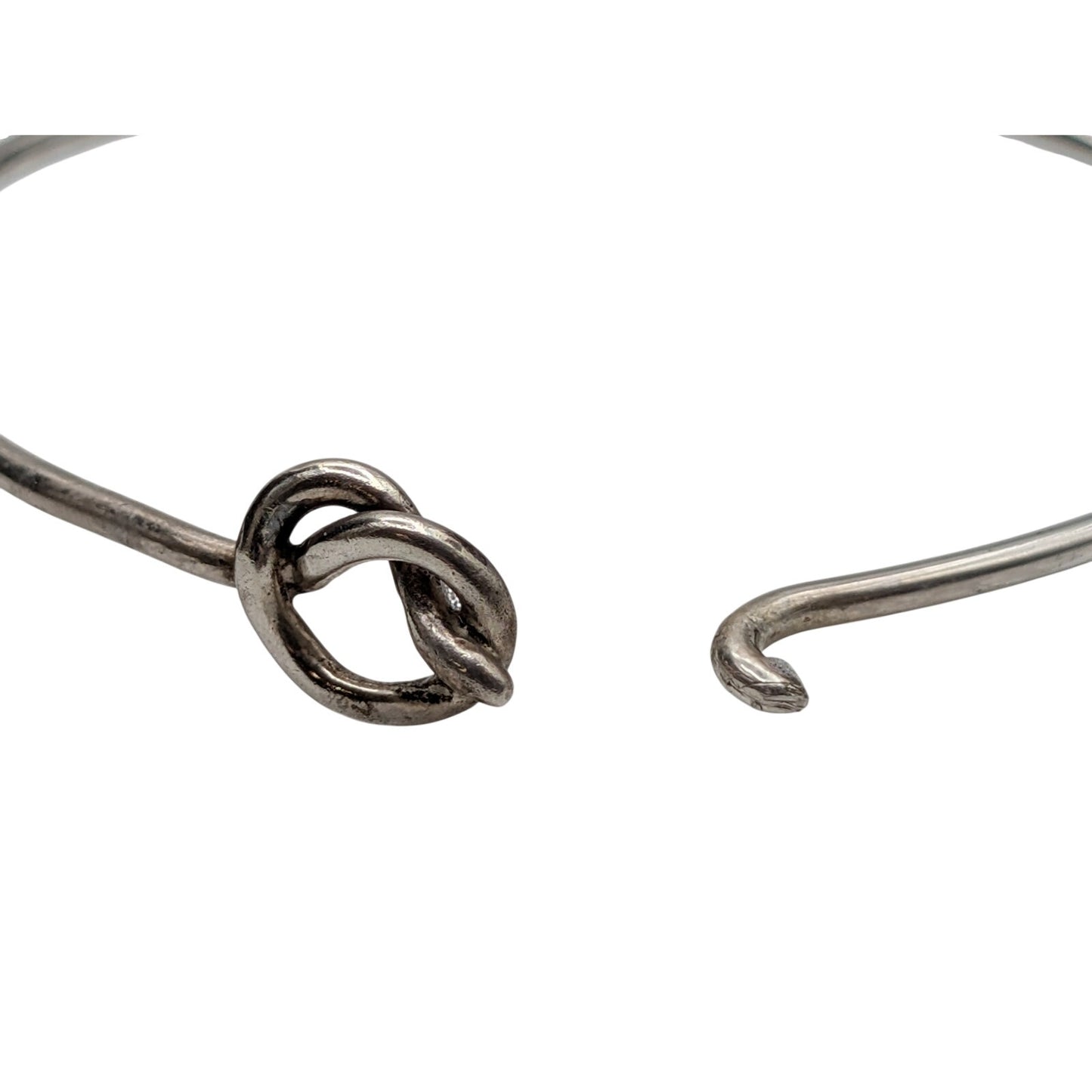 Vintage 925 Sterling Silver Hook Knot Bead Bangle Bracelet