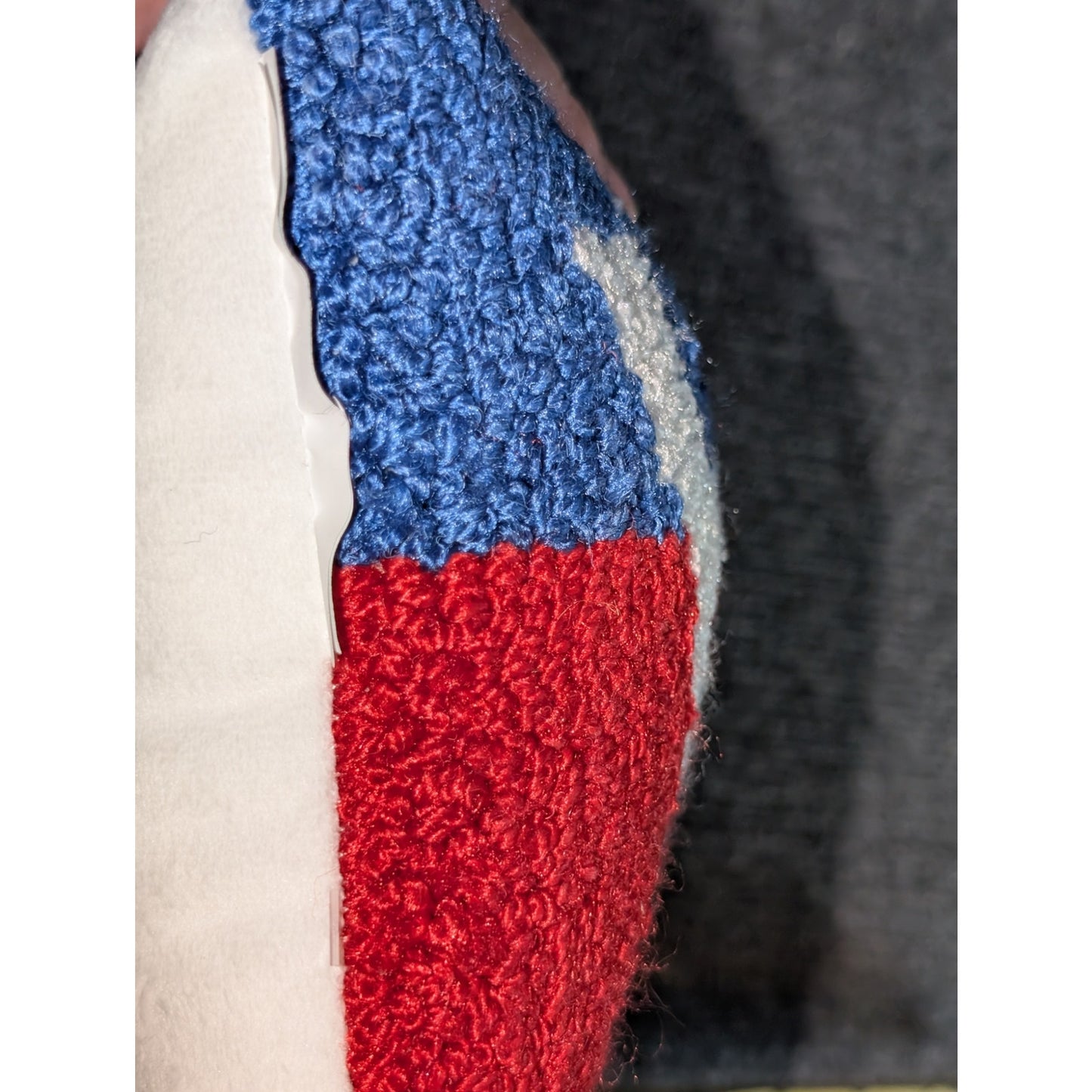 Red White Blue USA Hook Decorative Pillow W/ White Velvet Back