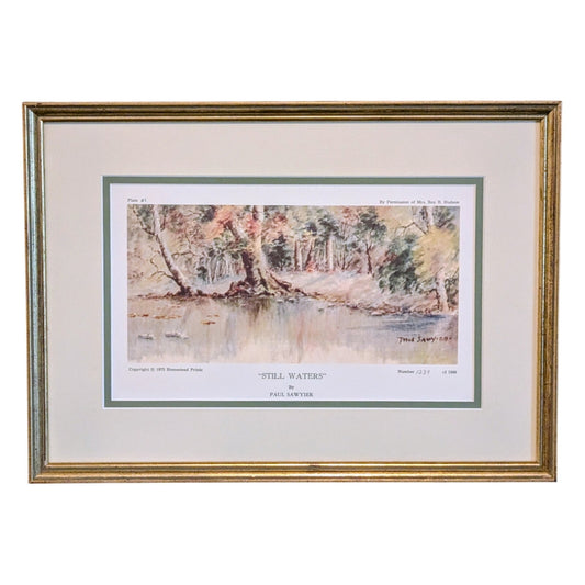 1975 Paul Sawyier Gilt Wood Frame Collector 'Still Waters' Numbered Copied Print