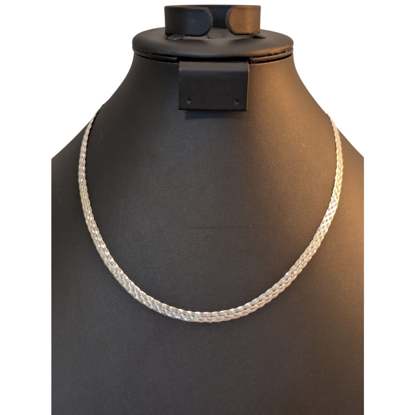 5 Strand Braided Herringbone Diamond Cut 925 Sterling Silver 5mm Chain Necklace