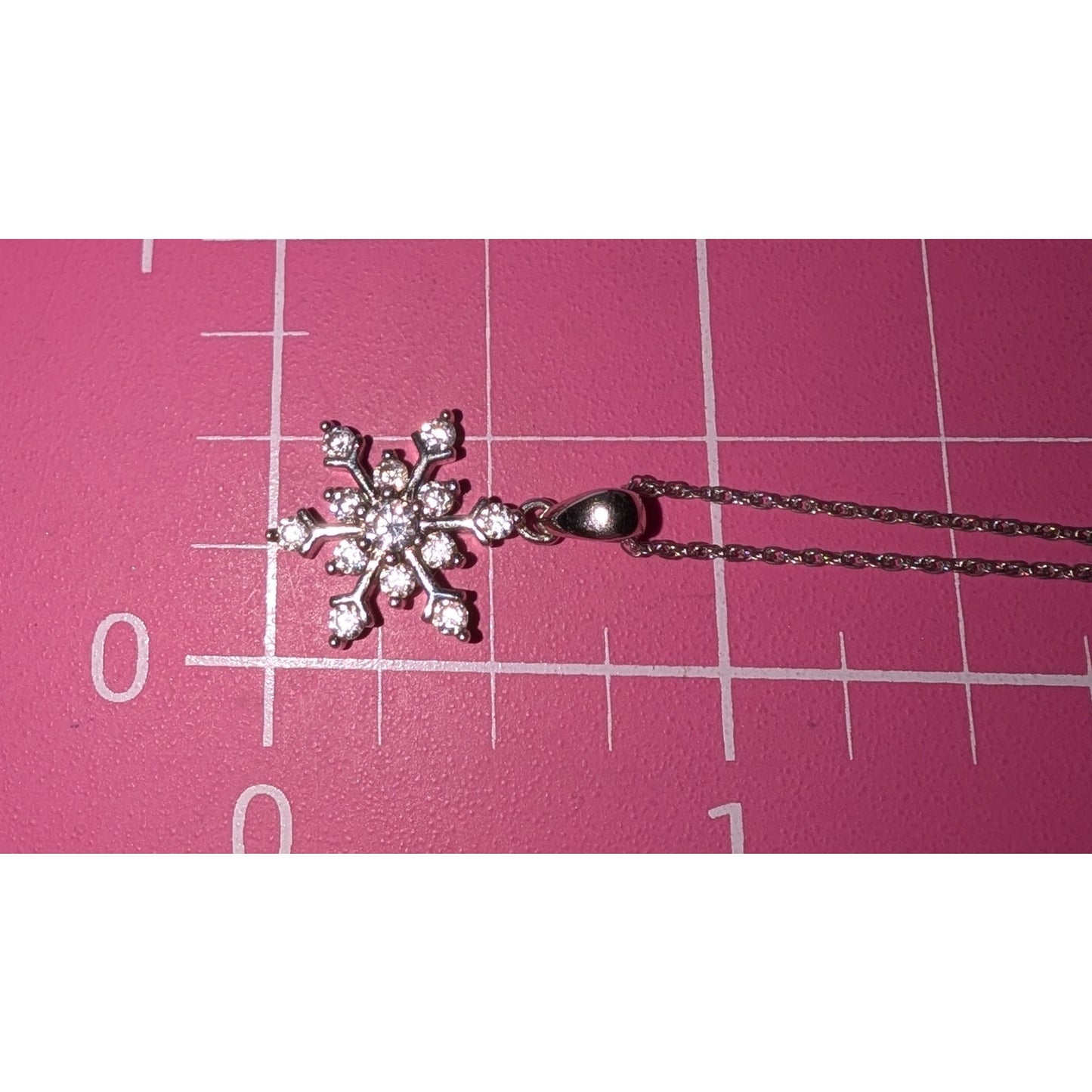 925 Sterling Silver CZ Snowflake Pendant 18" Chain Necklace