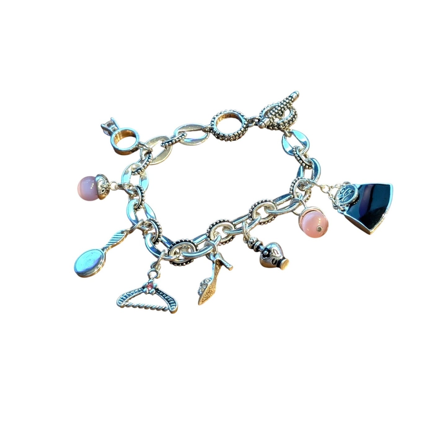 Premier Designs Silver Tone Girly Toggle Clasp Charm  Bracelet