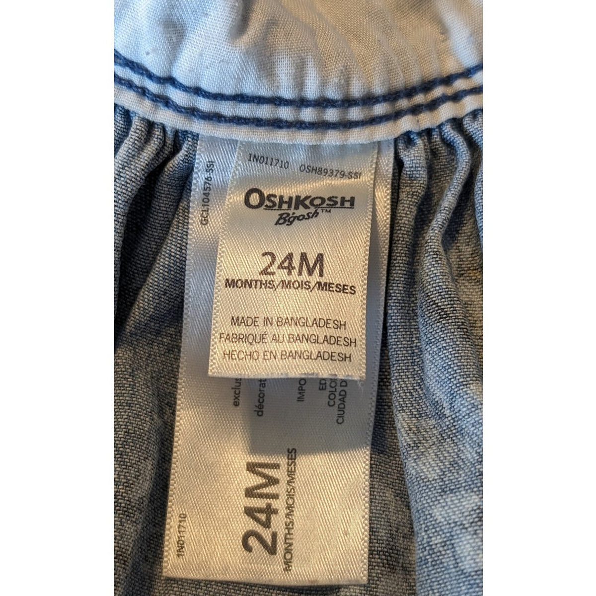 OshKosh B'Gosh Floral Denim Bibbed Jumper Skirt Baby Sz 24M