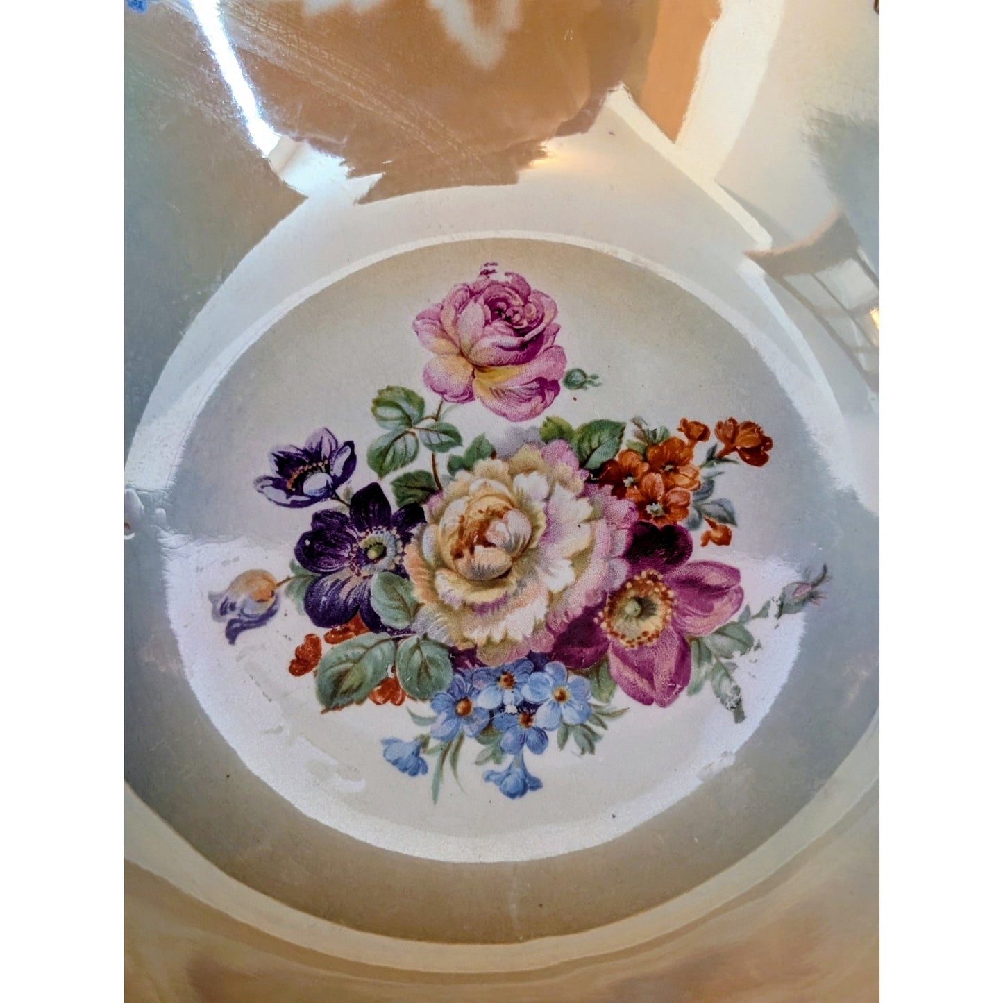 Vintage Crown Ivory Large Serving Bowl Floral Design Japan 11 30