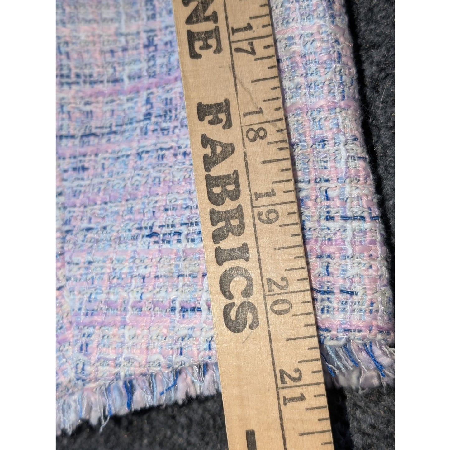 Talbots Blue Pink White Fringe Tweed Boxy 3/4 Sleeve Blazer Jacket Womens 16W