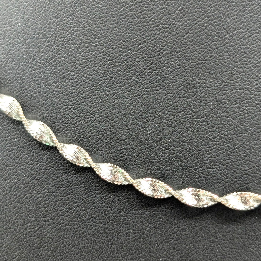 925 Sterling Silver Diamond Cut Twisted 18" Chain Necklace