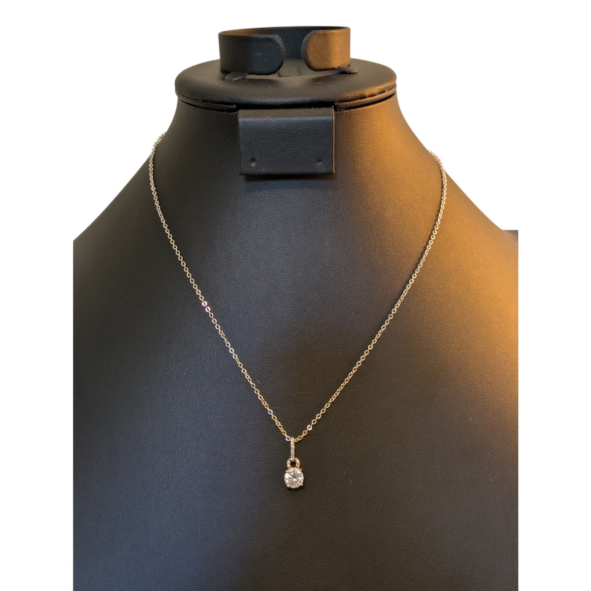 Vintage Silver Tone CZ Solitaire 18" Necklace