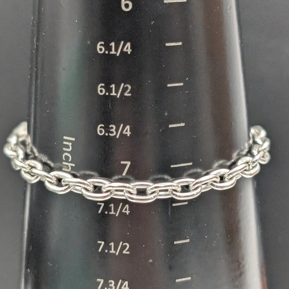 925 Sterling Silver 3/16" Rolo Chain Link Bracelet 11.15g