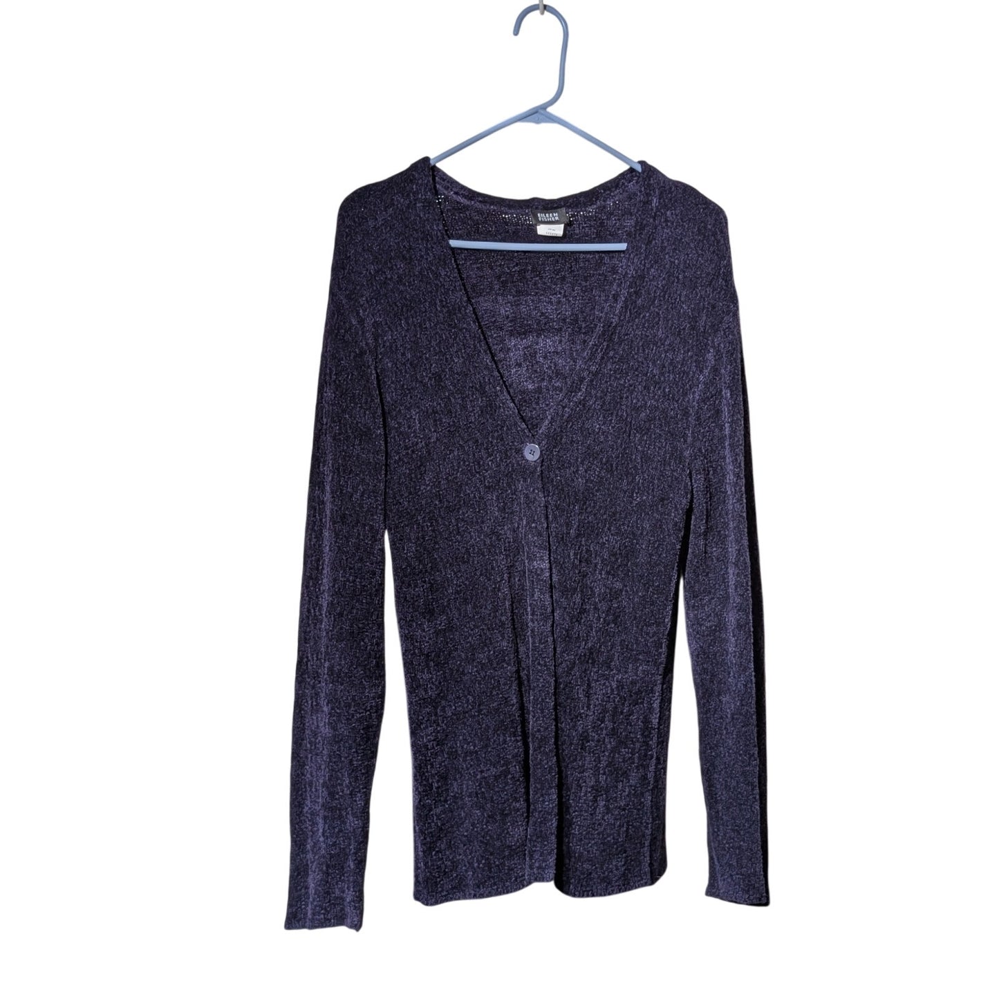 Eileen Fisher Purple Chenille One Button Cardigan Sweater Women's Size S
