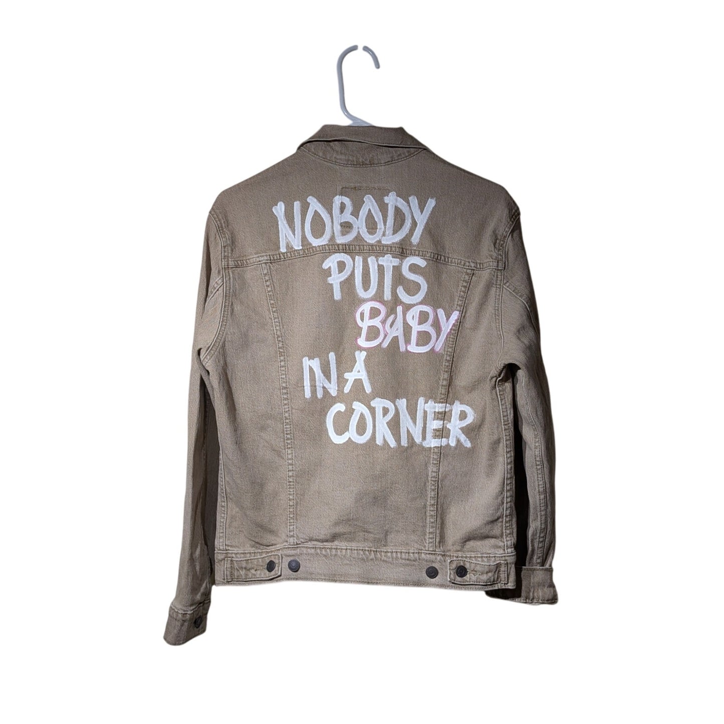 Tan/Lt Brown Levi Strauss Denim Embellished 'Nobody Puts Baby' Jacket Sz S