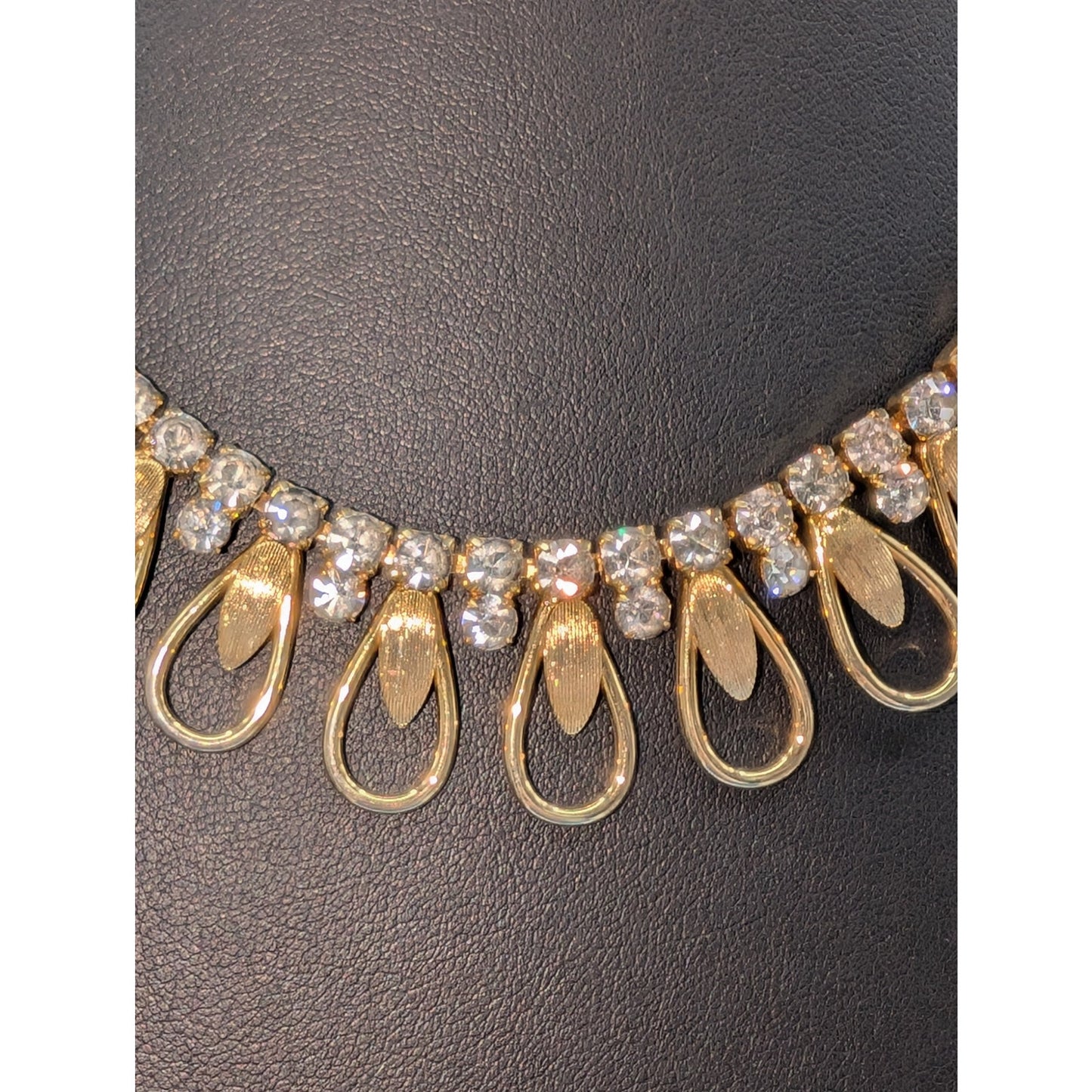 Sarah Coventry Vintage Chain-De-Lites Gold Tone Rhinestone Necklace