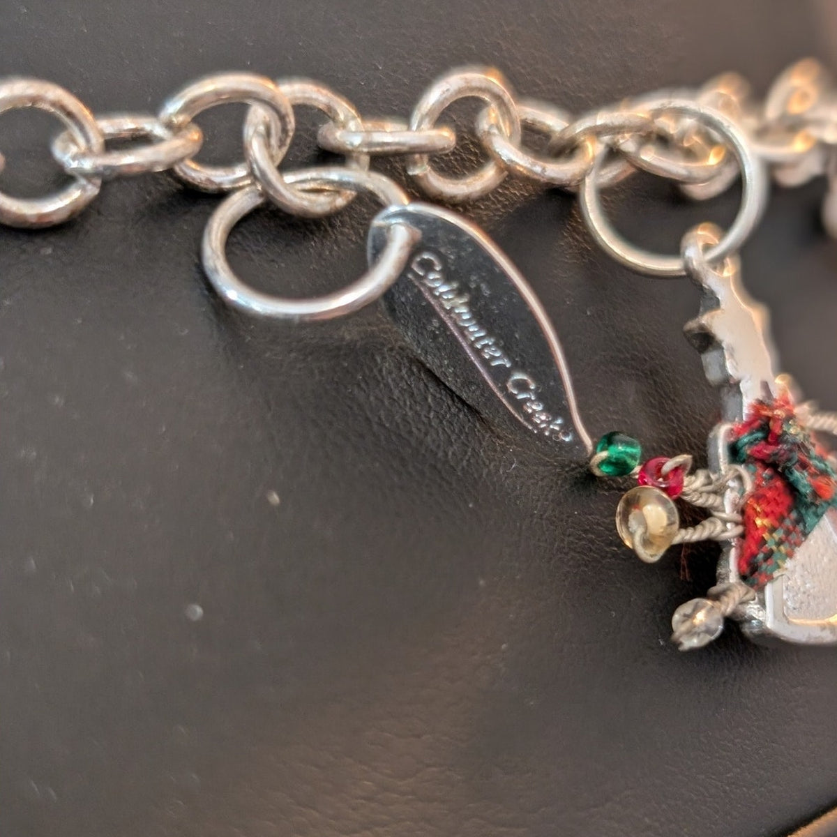 Coldwater Creek Holiday Christmas Tree Faux Pearl Silver Tone Long Necklace