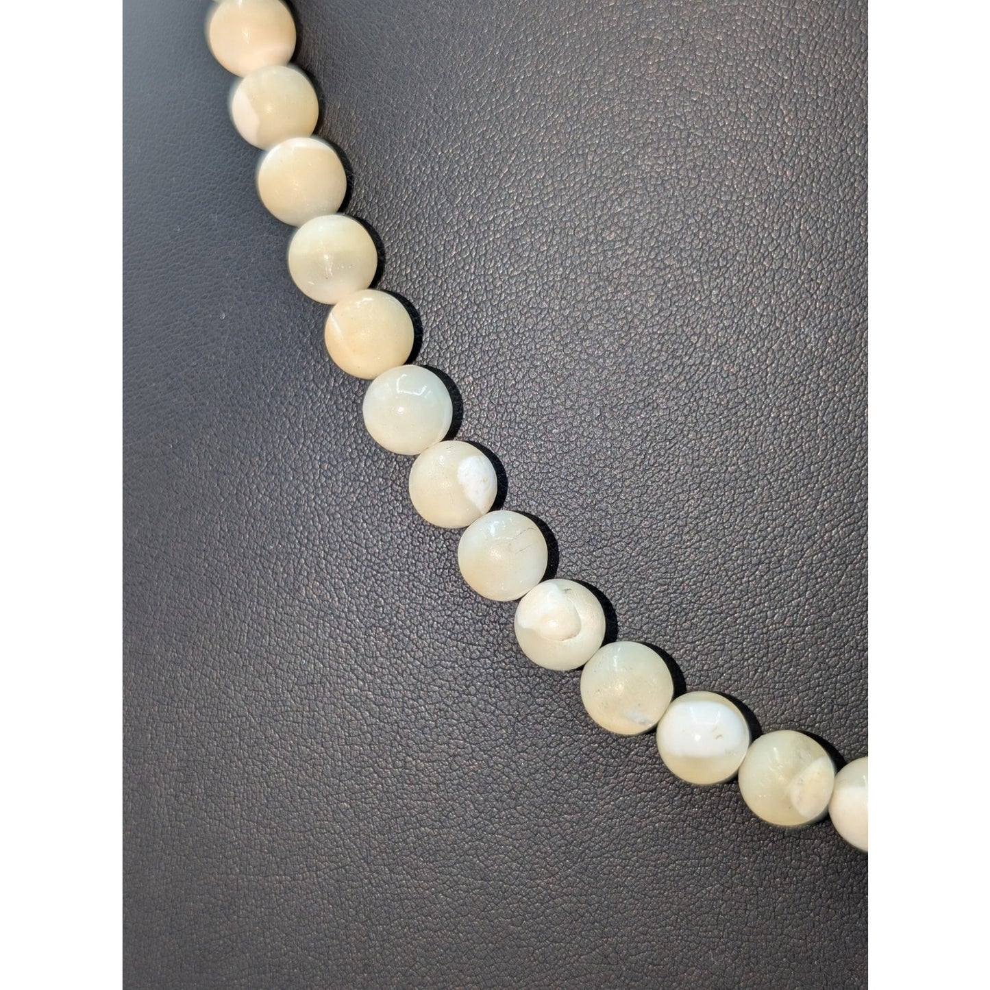 Vintage Mother of Pearl 8mm Bead 24" Necklace & Matching Dangle Earrings
